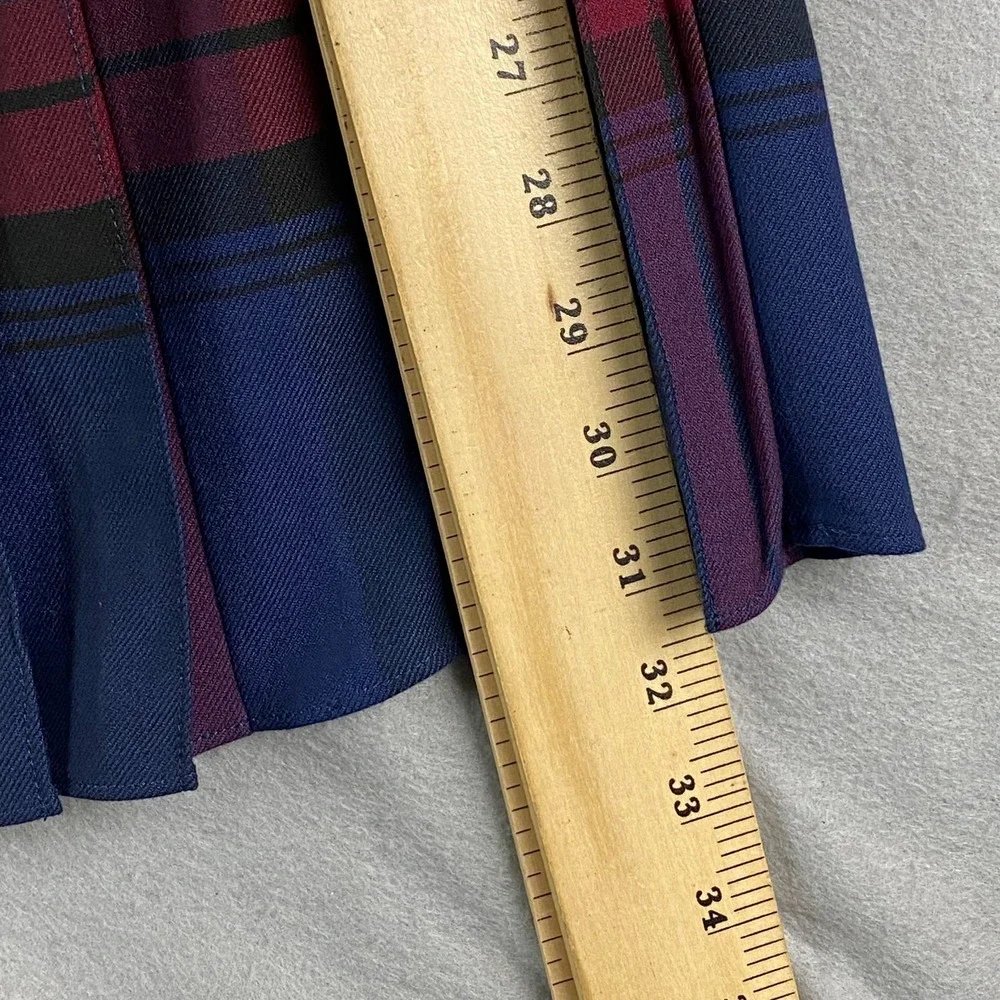 Brooks Brothers Womens Skirt Size 8 Contrast plaid Pleated Midi zip